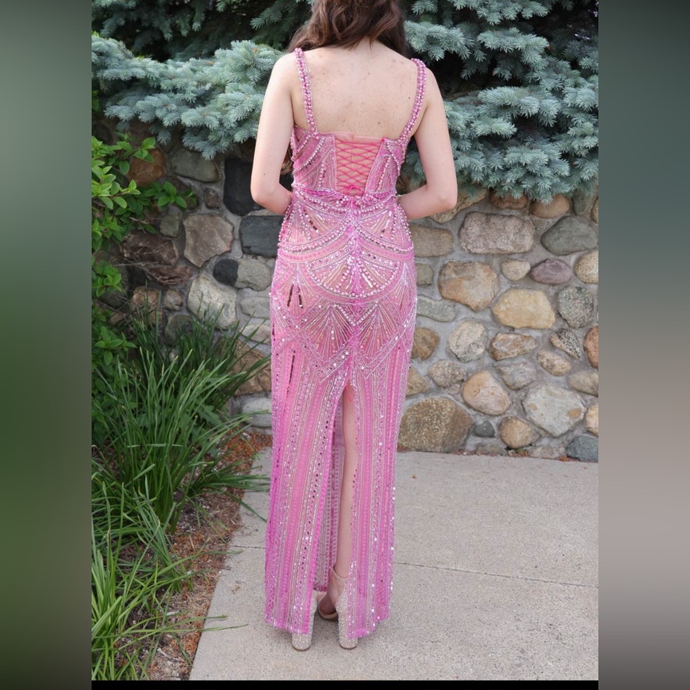 Beaded Pink Evening Gown - Sparkling Dress - Picture 3 of 5